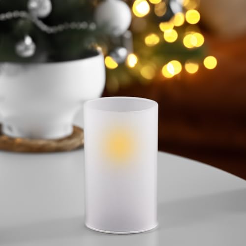 WGVI Hurricane Candle Holder Sleeve, W: 4", Ht: 8", Frosted Glass Cylinder Open Both Ends, Chimney Tube Shade, 2 Pieces - color: Frosted, size: 4x8"H