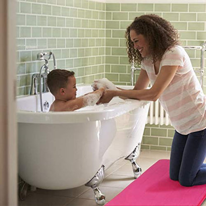 Memory Foam Bathroom Rugs 2 Piece Bath Mat Set Soft Non-Slip and Absorbent Microfiber Bath Rug and U-Shaped Toilet Mat 32"x20"+24"x 20", Hot Pink