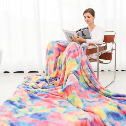 MUGD Fleece Blanket Throw Blanket Throw Blanket for Couch Soft Lightweight Cozy Microfiber Blankets & Throws - color: Pink Rainbow, size: Throw(50"x70"/ 130x150cm)