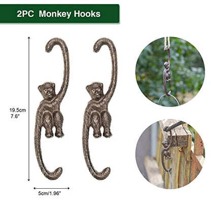 Sungmor Cast Iron Plant Hangers, 2PC 7.9 Inches Monkey Hooks | Large S Planter Hanger, Ceiling Extender Hooks for Hanging Plants, Flower Basket, Plant Pot, Macrame Plant Holder, Lantern - color: Monkey Hooks - 2pcs
