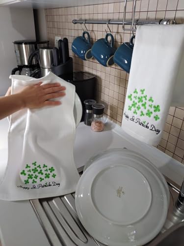 Generic Happy St. Patrick's Day 3-Pack100% Cotton Highly Absorbent Hand Towels.Quick-Drying Hand Towels. Embroidered Premium Luxury Towels.Terry Velour Fingertip Hand Towels,Kitchen &Bath Towels - color: St. Patrick's Day 2