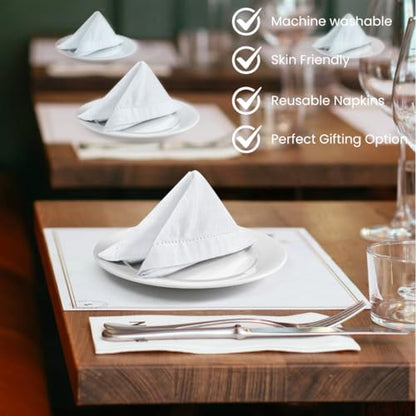 Cloth Dinner Napkins 100% Cotton Set of 6 - Soft Durable Washable - Ideal for Farmhouse Parties Wedding Christmas Easter - Perfect Everyday Use Table Cloth Napkins 18x18 inch White - color: White
