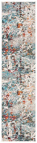 SAFAVIEH Madison Collection Runner Rug - 2'2" x 16', Grey & Blue, Modern Abstract Design, Non-Shedding & Easy Care, Ideal for High Traffic Areas in Living Room, Bedroom (MAD471F) - color: Grey/Blue, size: 2'2" x 16' (Runner)