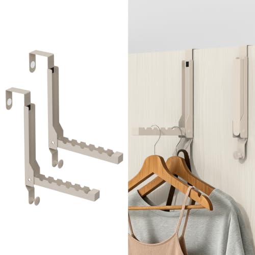 Over The Door Clothes Drying Rack for Clothing Hanger,Foldable Over The Door Storage Hooks,Space Saving Drying Rack Clothes for Dorm Laundry Room Bathroom Closets - color: Beige-2(M2)