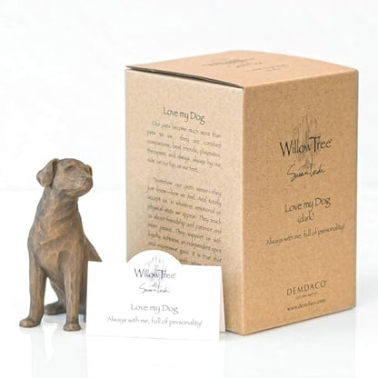 Willow Tree Love My Dog (Dark), Sculpted Hand-Painted Figure | Cast from a Susan Lordi Original Carving, Gift for Dog Lovers, Celebrates the Loving Bond Between People and Their Dogs