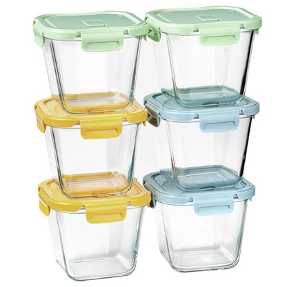 Borosilicate Glass Soup Containers with Lids, 4 Cup/32 oz, 6 Pack | Microwave Dishwasher Oven Freezer Safe | Airtight Leak Proof | Food Grade | Square Soup Meal Prep | Lunch | Food Storage Set - color: Multicolor6