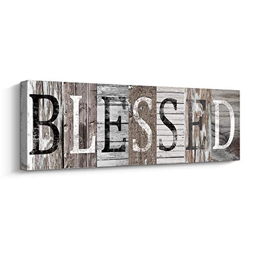 Pinetree Art Blessed Sign Canvas Wall Art Decor Inspirational Motto Canvas Prints (With Solid Wood Inner Frame) (Blessed, 6 x 17 inch) - color: Blessed, size: 17"L x 6"W
