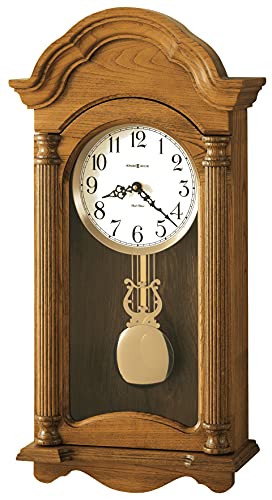 Howard Miller Dearborn Wall Clock 547-516 – Golden Oak Finish, Antique Home Décor, Polished Brass Pendulum Bob, Volume Control, Quartz, Dual-Chime Movement - style: Dearborn