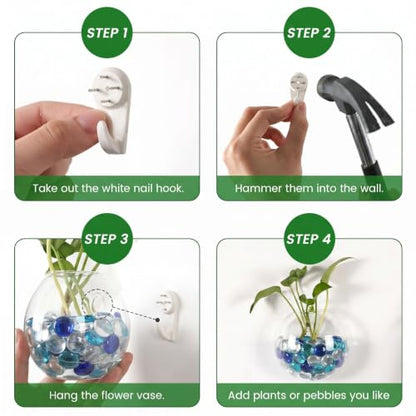 DomeStar Set of 2 Wall Vases, Wall Mounted Propagation Station | Hanging Glass Vases, Terrarium Station for Hydroponics, Plants Home Office Decor (5 Inch) - size: 2pcs