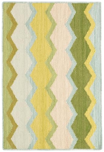 Dash & Albert Safety Net Green Geometric Handwoven Wool Rug, 5'x8' | Green Handwoven Wool Rug, , / Geometric Pattern - color: Green, size: 5' x 8' (Rectangular)
