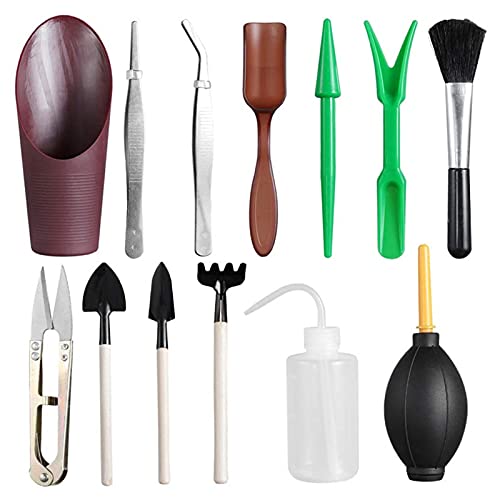 13PCS Miniature Gardening Tools Set Wooden Handle Iron Heads Potted Plants Transplanting Watering Garden Hand Tool Kit