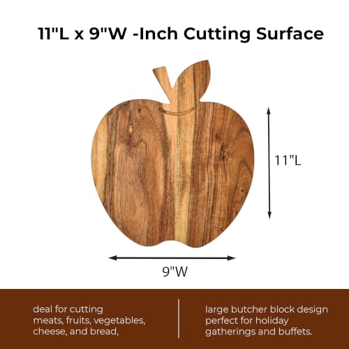 Sophia Art 100% Acacia Wooden Chopping Board, Butcher Block for Vegetables, Cafe and Restaurant, Serving Board,Charcuterie Board Cutting Board, Brown (Apple Board, 11"L x 9"W) - color: Apple Board, 11"L x 9"W
