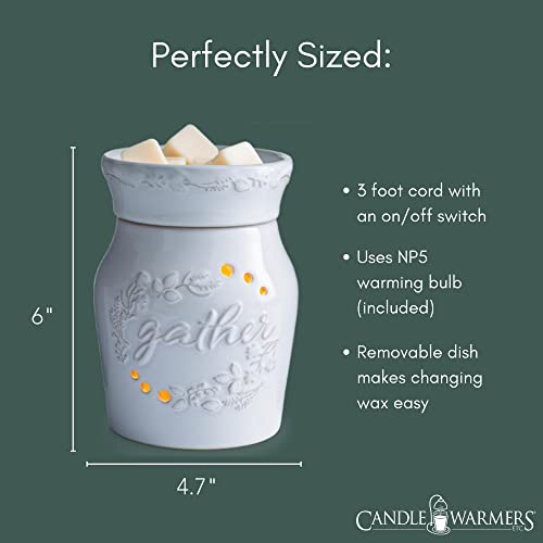 Candle Warmers ETC. Illumination Fragrance Warmer- Light-Up Warmer for Warming Scented Candle Wax Melts and Tarts or to Freshen Room, White Holiday Gather - size: Gather