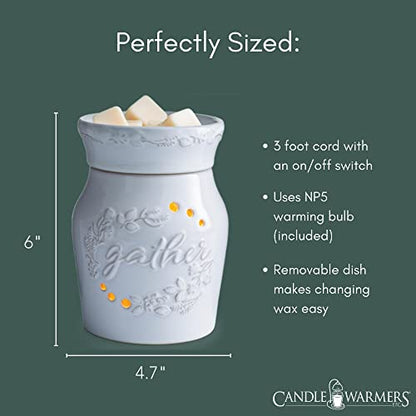 Candle Warmers ETC. Illumination Fragrance Warmer- Light-Up Warmer for Warming Scented Candle Wax Melts and Tarts or to Freshen Room, White Holiday Gather - size: Gather