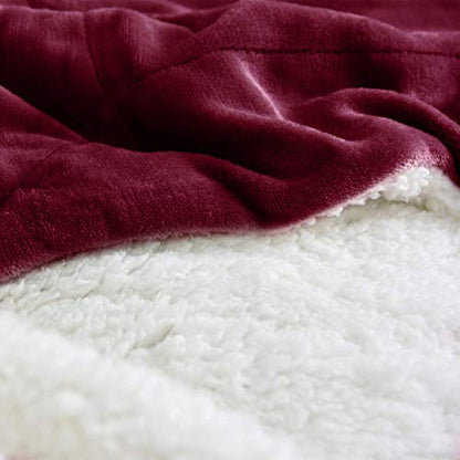 NANPIPER Sherpa Blanket Twin Thick Warm Blanket for Winter, Super Soft Fuzzy Flannel Fleece/Wool Like Reversible Velvet Plush (Wine Red, Twin Size 60"x80") - color: Wine Red, size: Twin