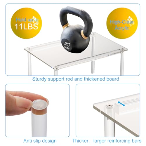 HENABLE 1 Pack Acrylic Cabinet Organizer, Kitchen Countertop Counter Organizer, Clear Spice Rack, Shelf Risers Cabinets for Bathroom, Desk, Dresser Cupboard Organizers and Storage