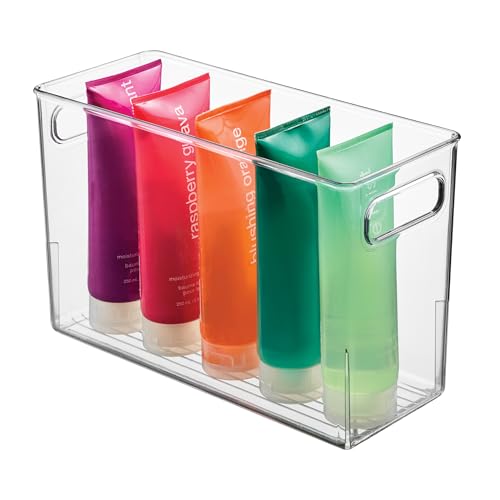 iDesign Slim Clear Plastic Bathroom Storage Bin, Tall Narrow | Organizer for Lotions, Creams, Toiletries - style: Pack of 1