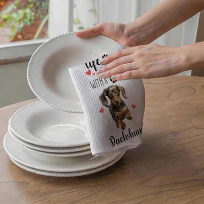 2 Pcs Dachshund Kitchen Towels, Dachshund Gifts for Woman, Wiener Dog Gifts | Puppy Every Meal You Make Cloth Hand Tea Towels for Bathroom Kitchen,Birthdays, Christmas, Party Gifts, Reusable Microfiber - color: Dachshund Humor