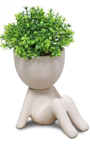 Zerzsy Cute Fake Plants for Office Decor - Mini Succulents Plants Desk Accessories - Small Fake Plant for Room Bathroom Home Decoration - Set of 1 - color: Khaki-b