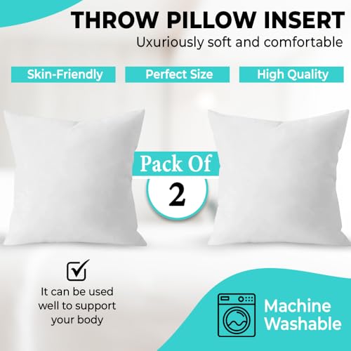 QUBA LINEN 12 x 20 Throw Pillow Insert - Pack of 2 White, Down Alternative Pillow Inserts for Decorative Pillow Covers, Throw Pillows for Bed, Couch Pillows for Living Room (12x20 Inch (Pack of 2)) - size: 12x20 Inch (Pack of 2)