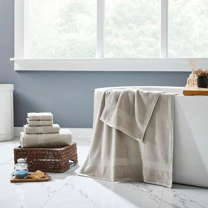 Modern Threads 6-Piece Rayon from Bamboo & Cotton Blend Towel Set - Ultra Soft & Absorbent, Taupe - color: Taupe