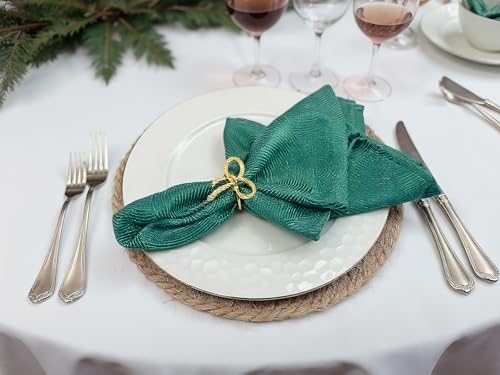 Gold Bow Napkin Rings Set of 4, Shiny Bow Style Holders | Classic bowknot design with polished gold finish adds elegance to Christmas, Thanksgiving, holidays and dinner parties.