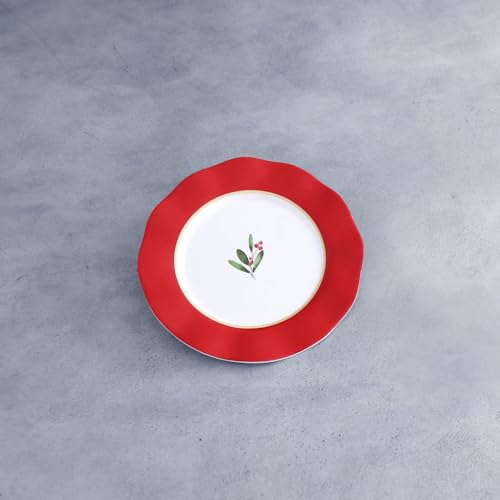 Beatriz Ball VIDA Holly 9" Salad Plate Set of 4 (Red and White) - style: VIDA Holly 9" Salad Plate Set of 4 (Red and White)