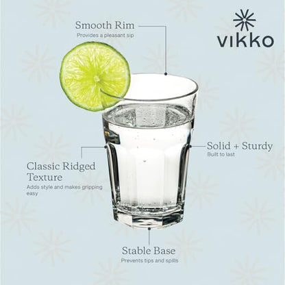 Vikko Drinking Glasses, 11.5 Ounce Glass Cups, Durable Glasses Drinking Set of 12, Stackable Water Glasses, Highball Glasses, Heavy Base Tumblers & Water Glasses, Dishwasher Safe Cups for Kitchen - style: 11.5 Ounce- Set of 12