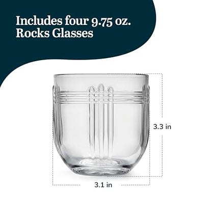Libbey The Gats Rocks Glasses Set, Art Deco Inspired Short Drinking Glasses Set of 4, Classy Retro Cocktail Drinking Glasses for Parties and Events - color: Gats Rocks