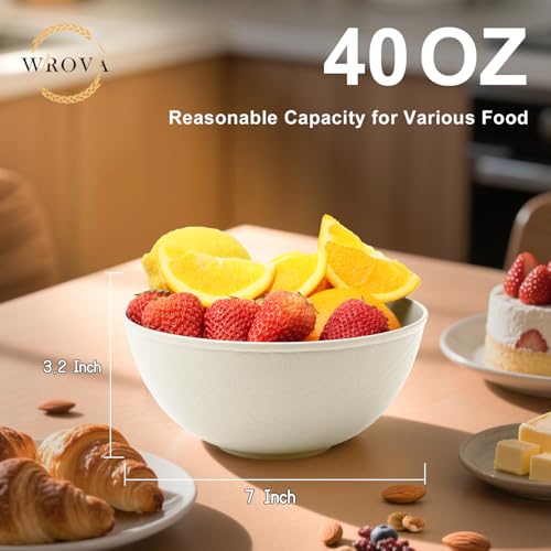 Wheat Straw Bowls for Kitchen set of 6,Anti-Scald Thick Soup Bowls 40oz,Microwave and Dishwasher Safe Bowl Sets, Unbreakable Cereal Bowl Sets. Vibrant Series - color: Vibrant Series, size: 40oz