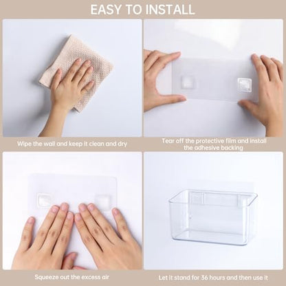 PAVSTINE 2 Pack Clear Shower Shelf, Adhesive Bathroom Shower Shelves | Wall Mounted Bathroom Shower Organizer, No Drill Shower Shelves with Self Adhesive Tape, Transparent - size: Medium-2 Pack