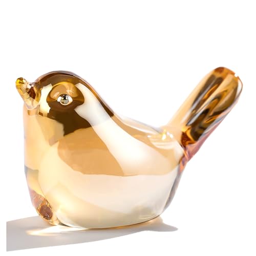 Ornalrist Crystal Gold Birds Figurines Home Decor, Glass Art Birds Collectible Figurines Paperweights Crystal Decor Gifts for Women Mom Friends (Gold) - color: Gold