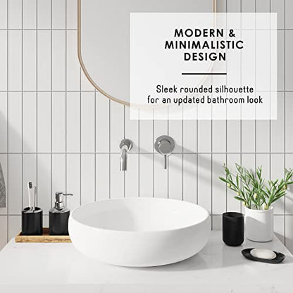 Clara Clark Bathroom Set - Black Bathroom Accessories Set, Bathroom Sets with Shower Curtain and Rugs, 23PC Shower Curtain Set with Liner, Soap Dispenser, Toilet Brush, & Trash Can - color: Black, size: Complete Set + Bath Rugs