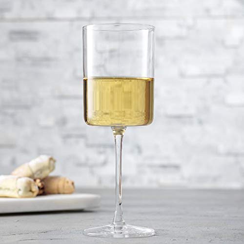 JoyJolt Claire 11.4oz White Wine Glass Set of 2, Elegant Crystal Stemware Stemmed Wine Glasses Made in Europe, Unique and Modern Glasses with Stem - style: White Wine Glasses