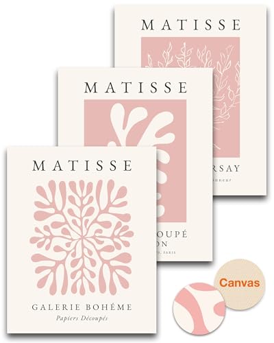 HesenDot Unframed Pink Wall Art Set of 3, 12x16in Matisse Canvas Prints | Abstract Botanical Wall Decor Posters, Minimalist Modern Home Decoration for Living Room Bedroom Office, Unframed - color: Unframed Matisse Pink Tree