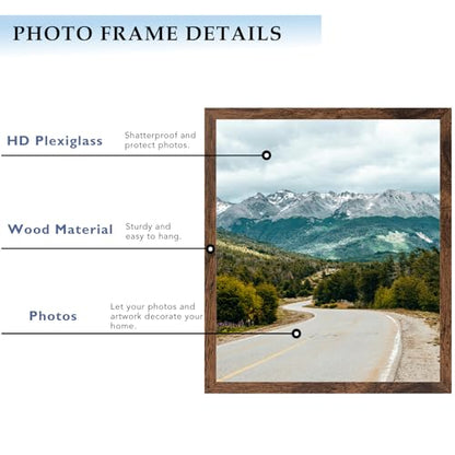 10x12 Picture Frame Deep Brown for Wall Hanging, Wood 10 x 12 Frame Photo Frame for Wall Horizontally or Vertically, Deep Brown, 3 Pack - size: 10x12 inch