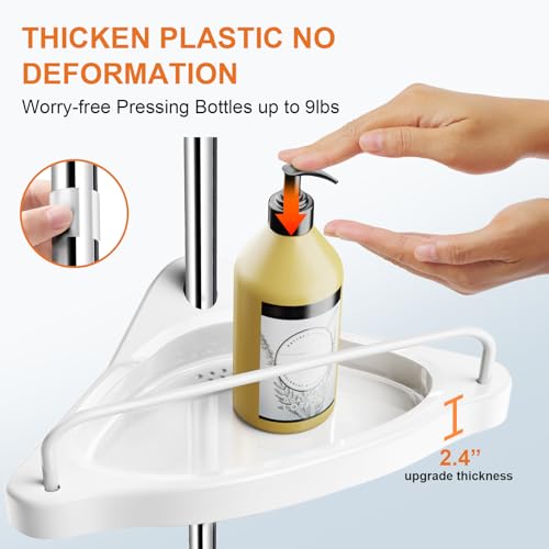 Corner Shower Caddy Tension Pole: Rust Proof 4Tier Shampoo Storage Organizer for Inside Shower - Telescoping Rod Shower Rack for Bathroom and Bathtub - Restroom Floor Standing Bath Rack Holder