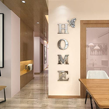 Home Wall Decor Letter Signs Acrylic Mirror Wall Stickers Decorations for Living Room Bedroom Home Decor Wall Decals (Silver, 47.2 X 15.3IN)