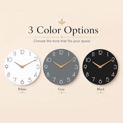 cicininc 10 Inch Battery Operated Wall Clock, Silent Analog, White | Living Room | Kitchen | Office | Bathroom | Modern Style | Easy-to-read Numbers - color: B_white, size: 10"