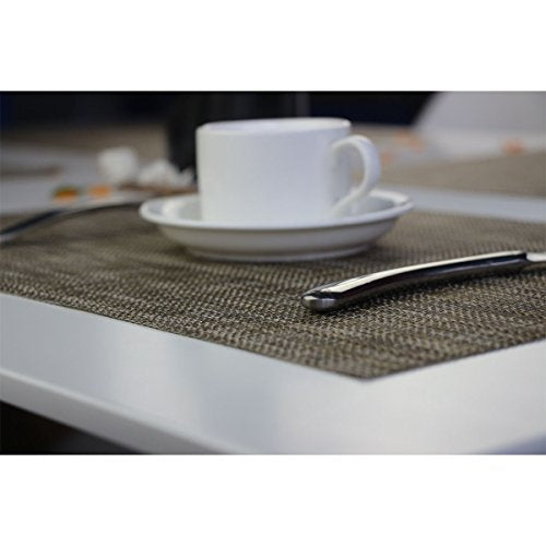 Placemats Place Mats Indoor Set of 6 Washable Easy to Clean PVC Placemat (Placemats Set of 6, Camel) - color: Camel, size: placemats set of 6