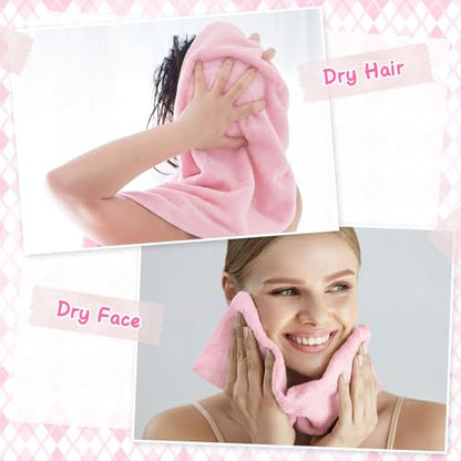 Hahafelt 3 Pack Pink Bow Hand Towels Heart Bathroom Towels 100% Cotton Soft Absorbent Decorative Jacquard Weave Gifts for Kitchen Bathroom Decor, 29.5 x 13.7 Inch - style: pink bow