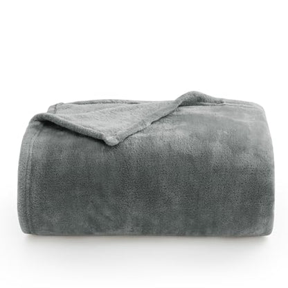 Elegant Throw Blanket for Couch & Sofa, All-Season Lightweight Fleece Blanket, Luxury Soft Cozy Fuzzy Throw for Her Him, Grey, 50 x 56 Inches