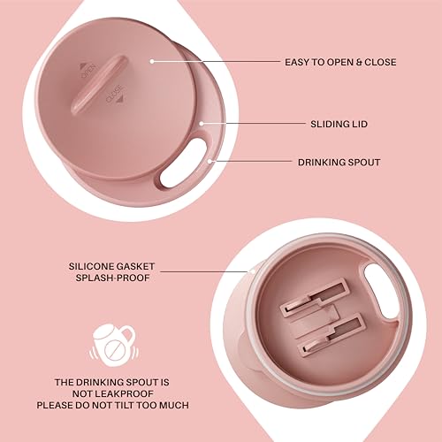Ideus 16 oz Insulated Coffee Mug with Handle and Lid, Double Wall Stainless Steel Vacuum Thermal Coffee Mug, Travel Coffee Cup Thermal Cup for Home and Office (Leopard Pink, FUJI DAWN) - color: Leopard Pink