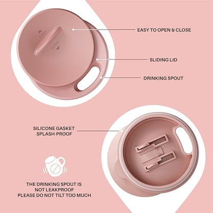 Ideus 16 oz Insulated Coffee Mug with Handle and Lid, Double Wall Stainless Steel Vacuum Thermal Coffee Mug, Travel Coffee Cup Thermal Cup for Home and Office (Leopard Pink, FUJI DAWN) - color: Leopard Pink