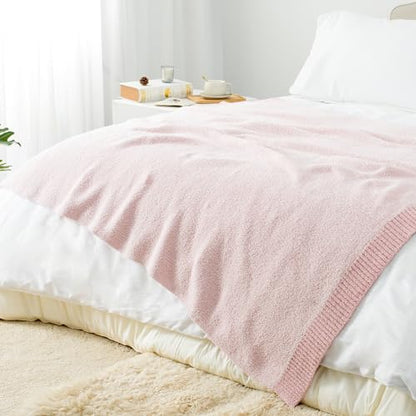 Carriediosa Heather Throw Blanket 50x60, 400GSM Ultra Soft Microfiber | Dusty Pink, Fuzzy Fluffy Cozy Plush Knit Knitted Throws, Lightweight Cute Preppy Fall Blankets for Couch, Bed - color: Heather - Dusty Pink, size: 50" X 60"