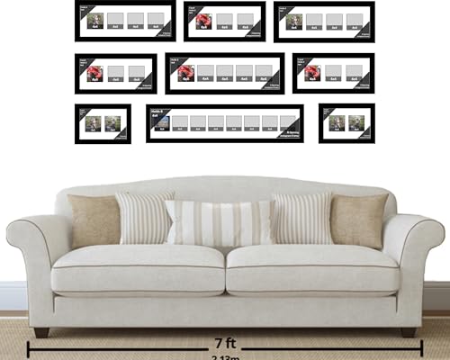 6-2 Row 4x4 Opening Manhattan Black 10x16 Picture Frame Holds 4x4 Photo Collage with White Matting and Glass - color: White, size: 6 4x4 2 Row
