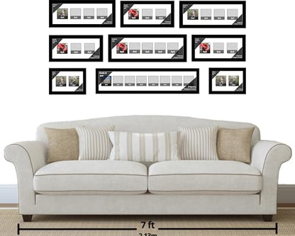 6 4x4 Opening Manhattan Black 8x30 Picture Frame Holds 4x4 photo Collage with White Matting and Glass - color: White, size: 6 4x4