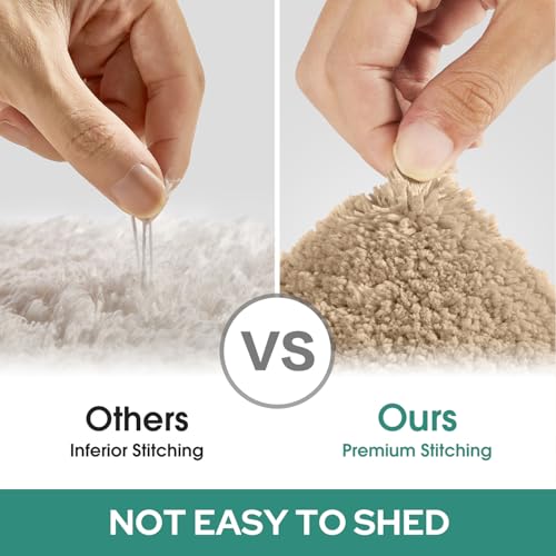 HOMEIDEAS Bathroom Rugs Sets 2 Piece, Super Soft and Absorbent Non Slip Microfiber U-Shaped Toilet Bath Mat Set (20"x32"+U20 x24, Khaki) - color: Khaki, size: 1'8" x 2'8" (20"x32"+U Shape 20"x24")