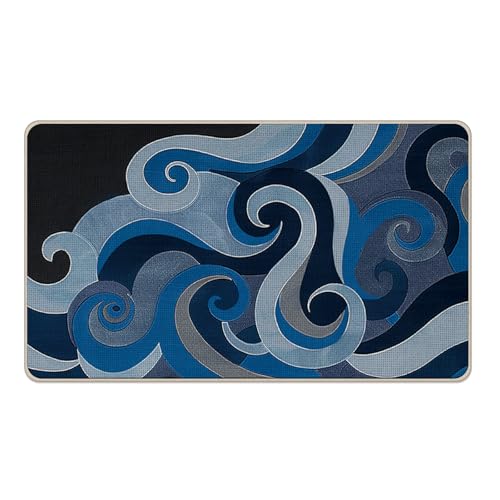 Abstract Sea Wave Welcome Front Door Mat, Coastal Beach Ocean | Decorative Doormat Non-Slip Floor Entryway Rug, Nautical Low Profile Indoor Outdoor Home Kitchen Decoration 17x29 Inches - color: Water Waves
