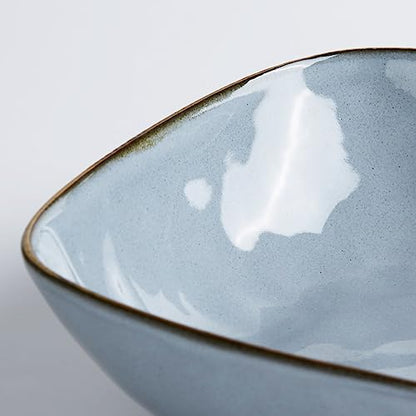 famiware Ocean Pasta Bowls Set of 4, Square 8" Serving Bowl, Blue | Microwave & Dishwasher Safe, Lead-free and Cadmium-free, Stoneware Scratch Resistant Plates Bowls, Serving Bowls - color: Blue